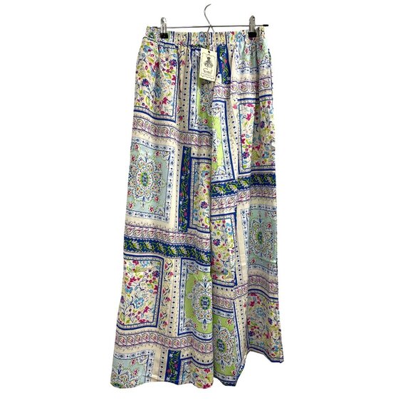 Easel Scarf Wide Leg Pull On Elastic Waist Boho Pants Size Medium NWT - Picture 8 of 9